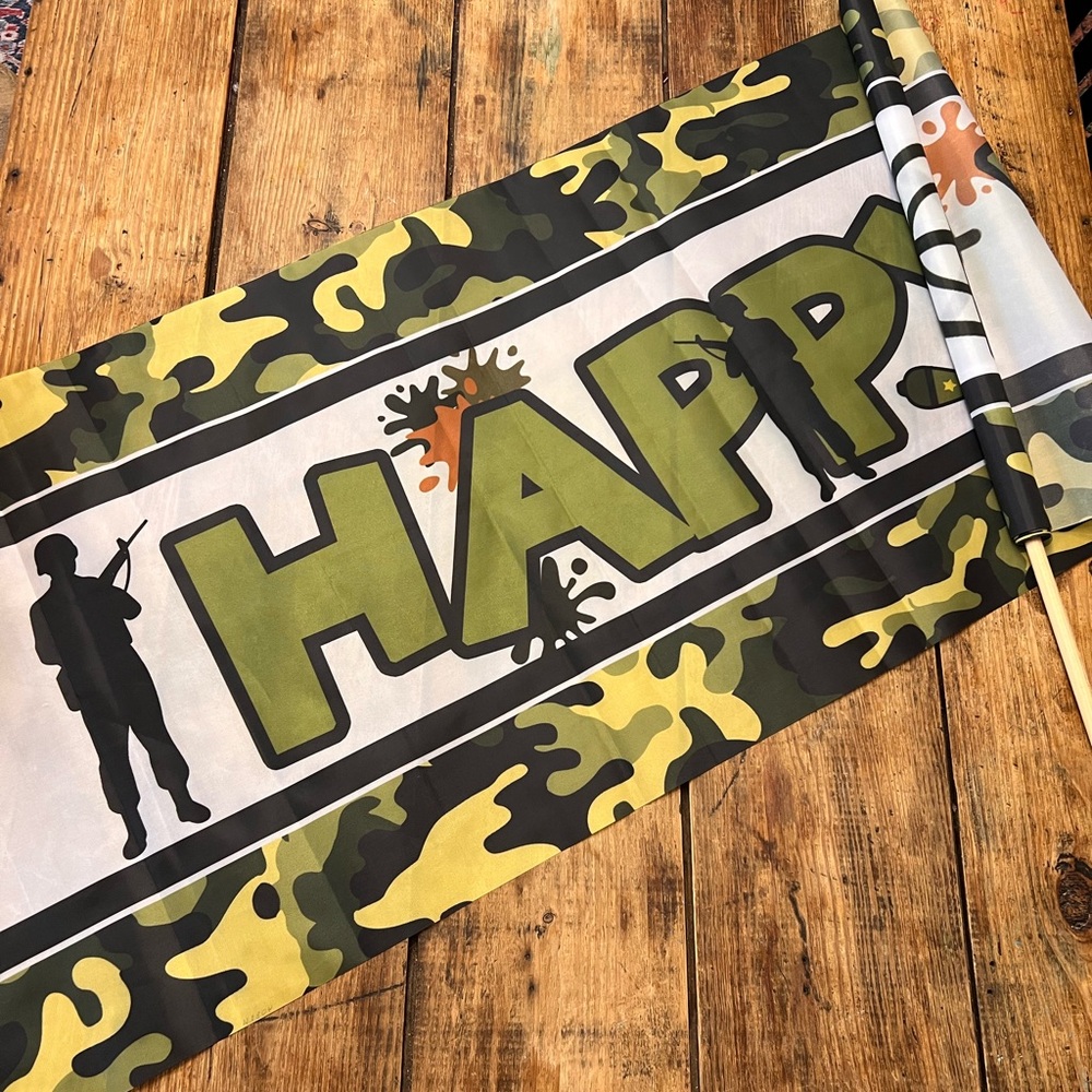 Kids Army Birthday Decor | Yard Banner, Plates